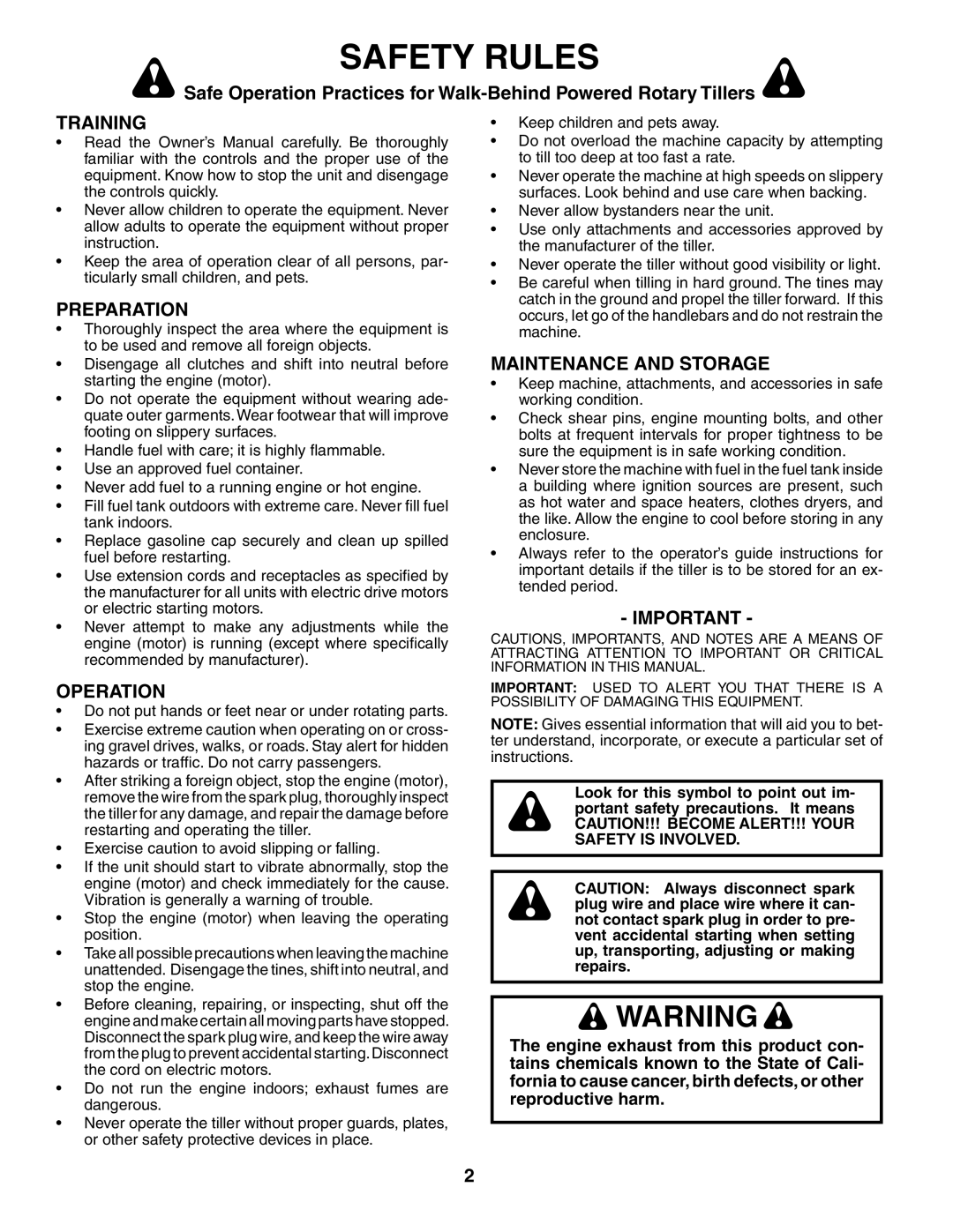 Husqvarna 650RTT owner manual Safety Rules, Training, Preparation, Operation, Maintenance and Storage 