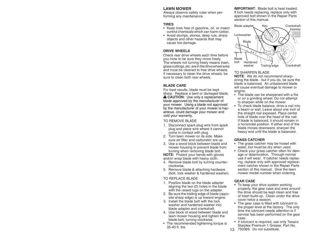 Husqvarna 6521RS owner manual Lawn Mower 