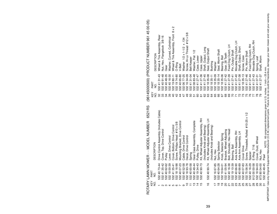 Husqvarna 6521RS owner manual Table of Contents, Safety Rules 