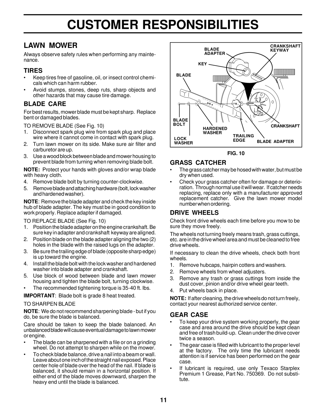 Husqvarna 6522CH owner manual Lawn Mower 