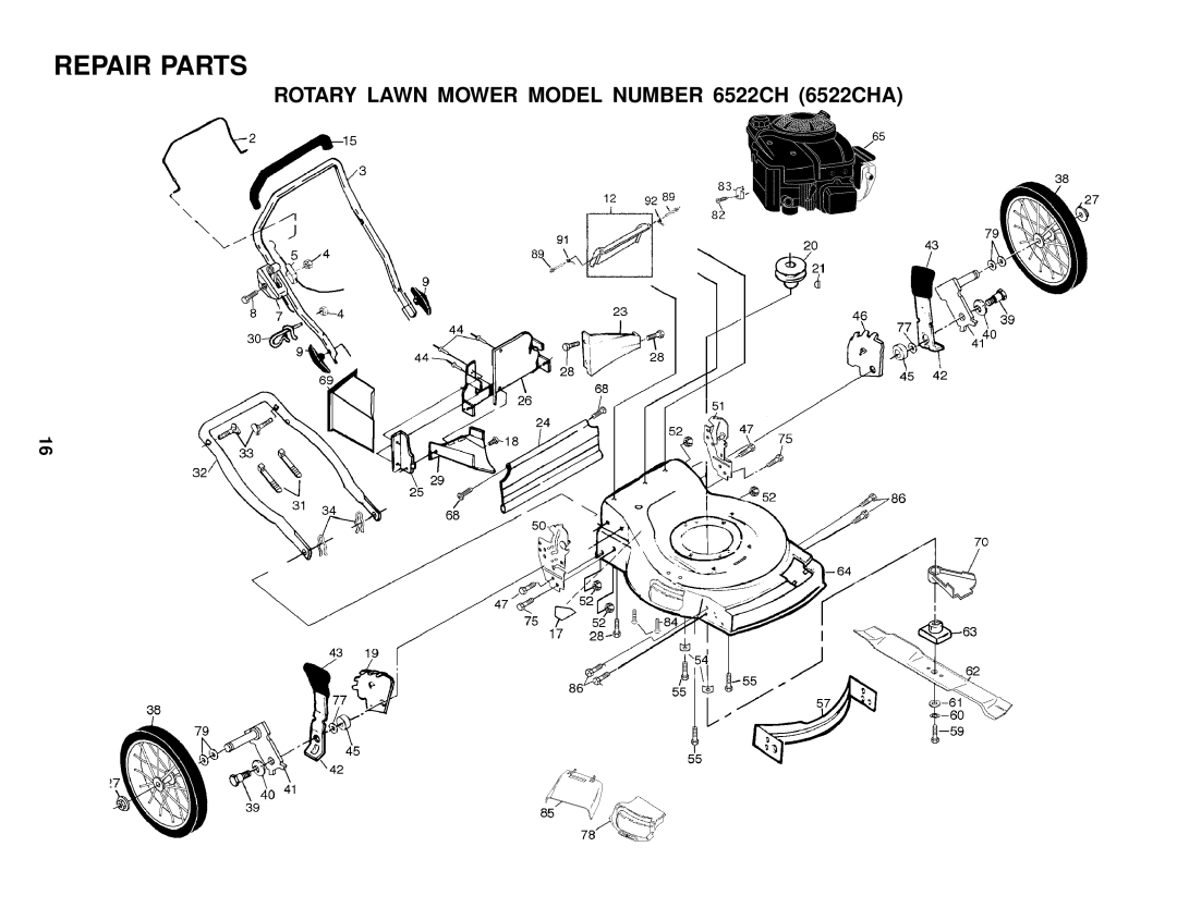 Husqvarna owner manual Rotary Lawn Mower Model Number 6522CH 6522CHA 