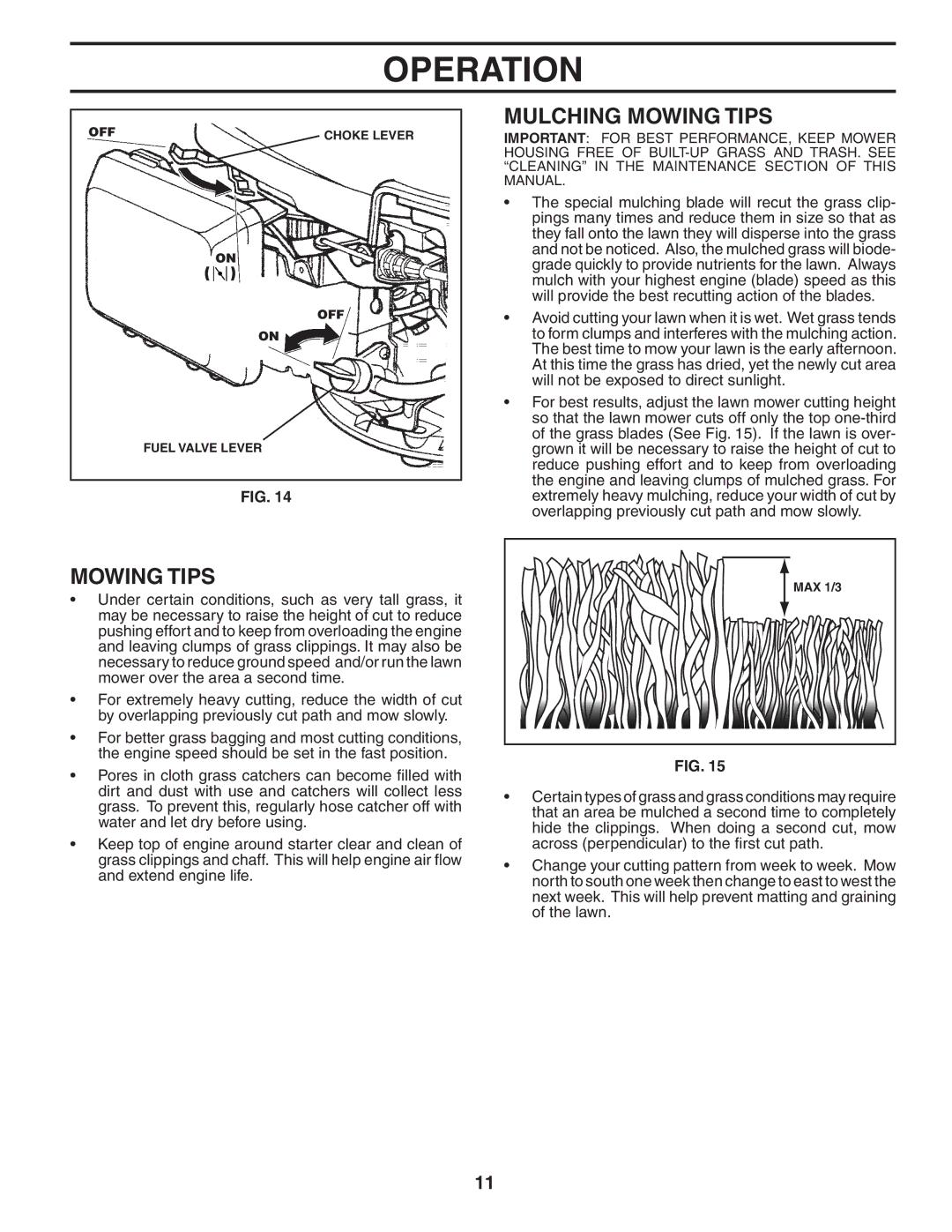 Husqvarna 65RSW21HV owner manual Mulching Mowing Tips 