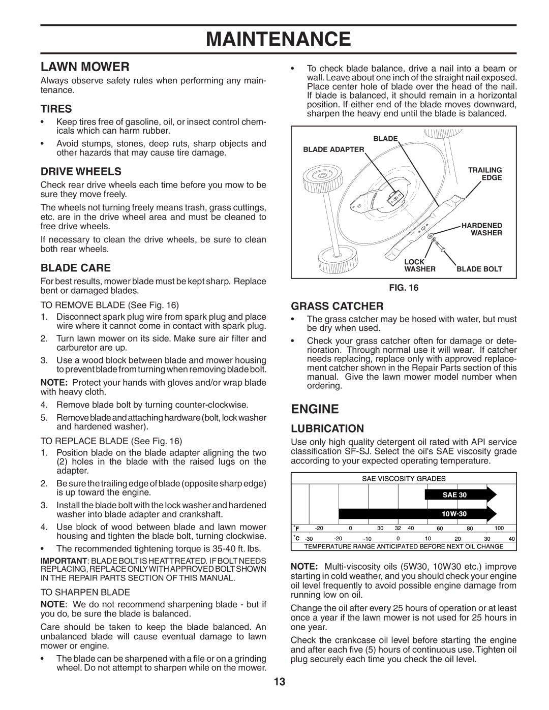 Husqvarna 65RSW21HV owner manual Lawn Mower, Engine 