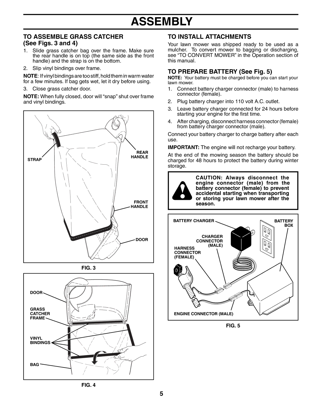 Husqvarna 67521HVE owner manual To Assemble Grass Catcher See Figs, To Install Attachments, To Prepare Battery See Fig 