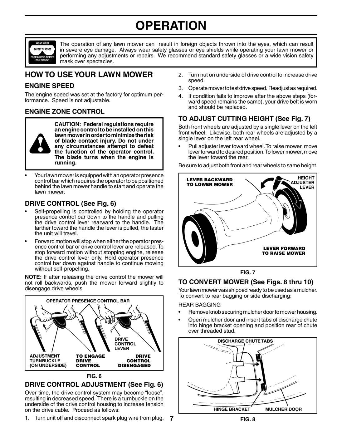 Husqvarna 67521HVE owner manual HOW to USE Your Lawn Mower, Engine Speed, Engine Zone Control 