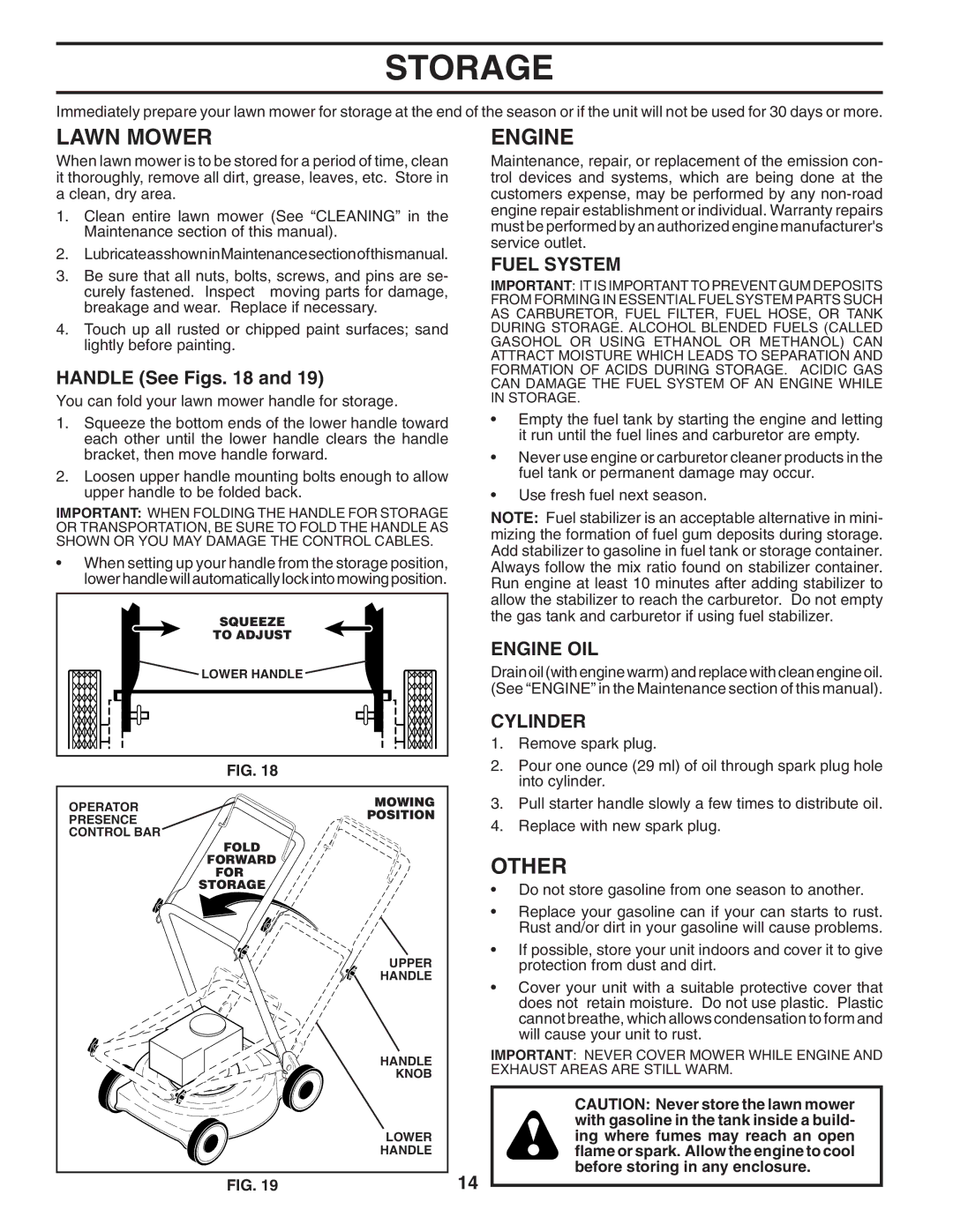 Husqvarna 7021F manual Storage, Other, Fuel System, Engine OIL, Cylinder 