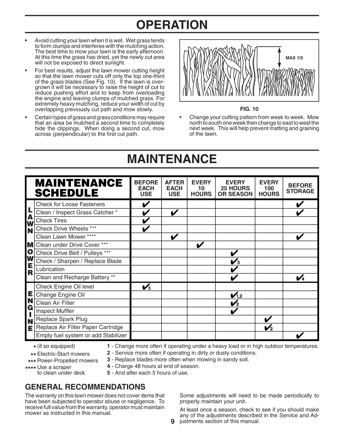 Husqvarna 7021F manual Maintenance, General Recommendations 