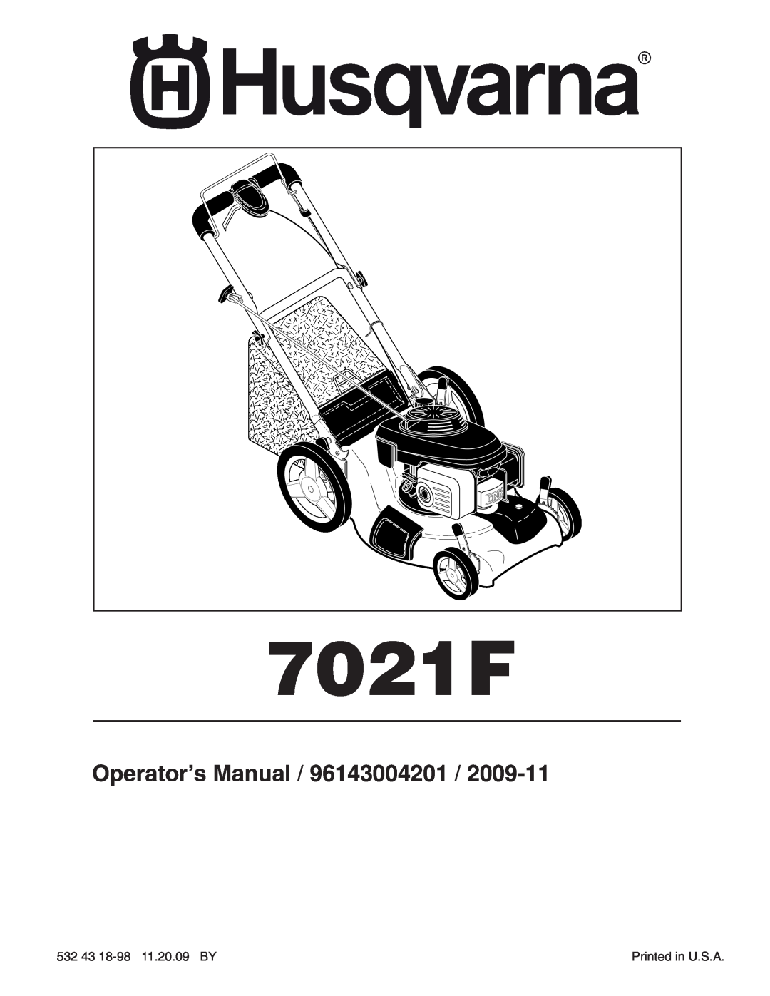 Husqvarna 7021F manual Operator’s Manual 