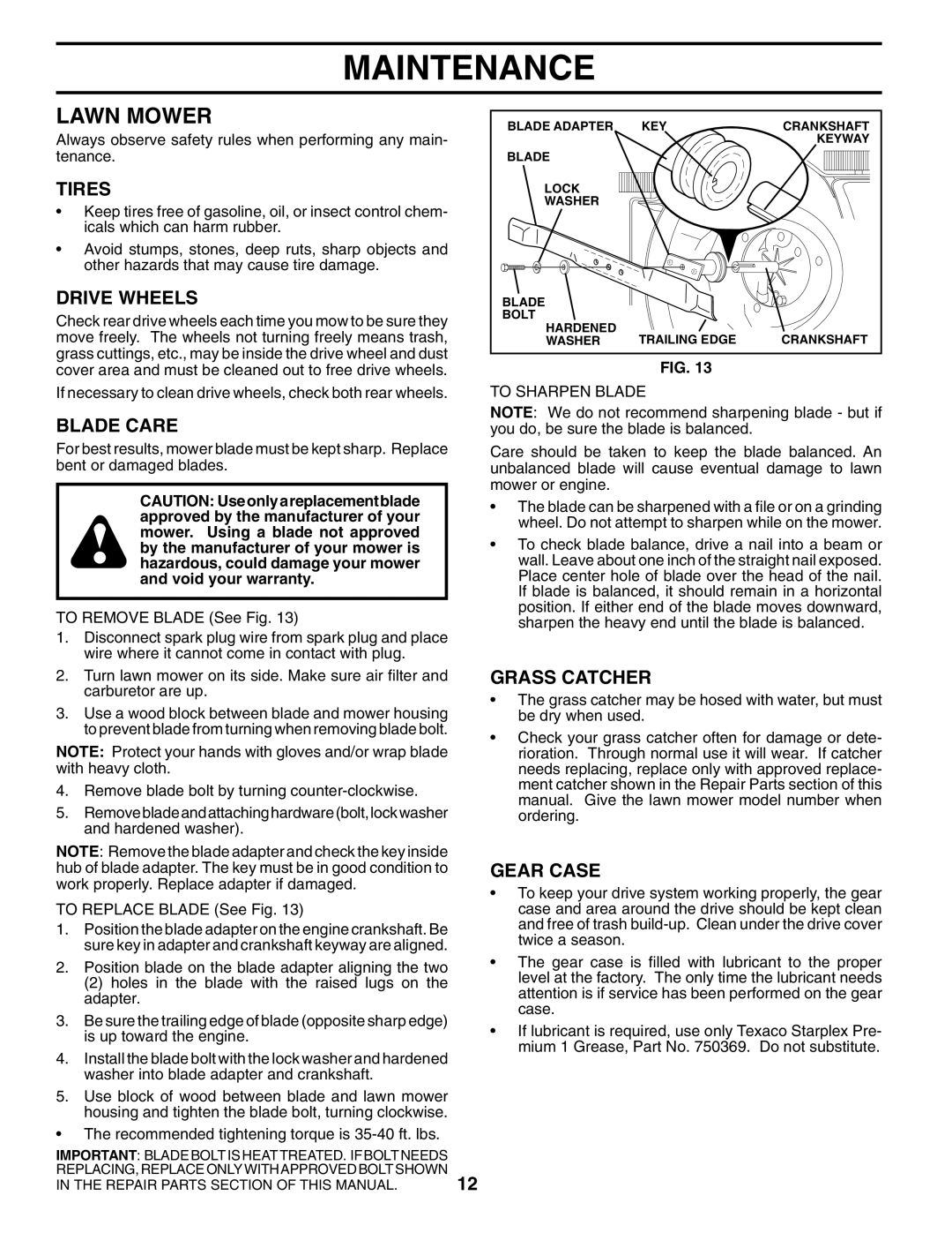 Husqvarna 7021RES owner manual Lawn Mower 