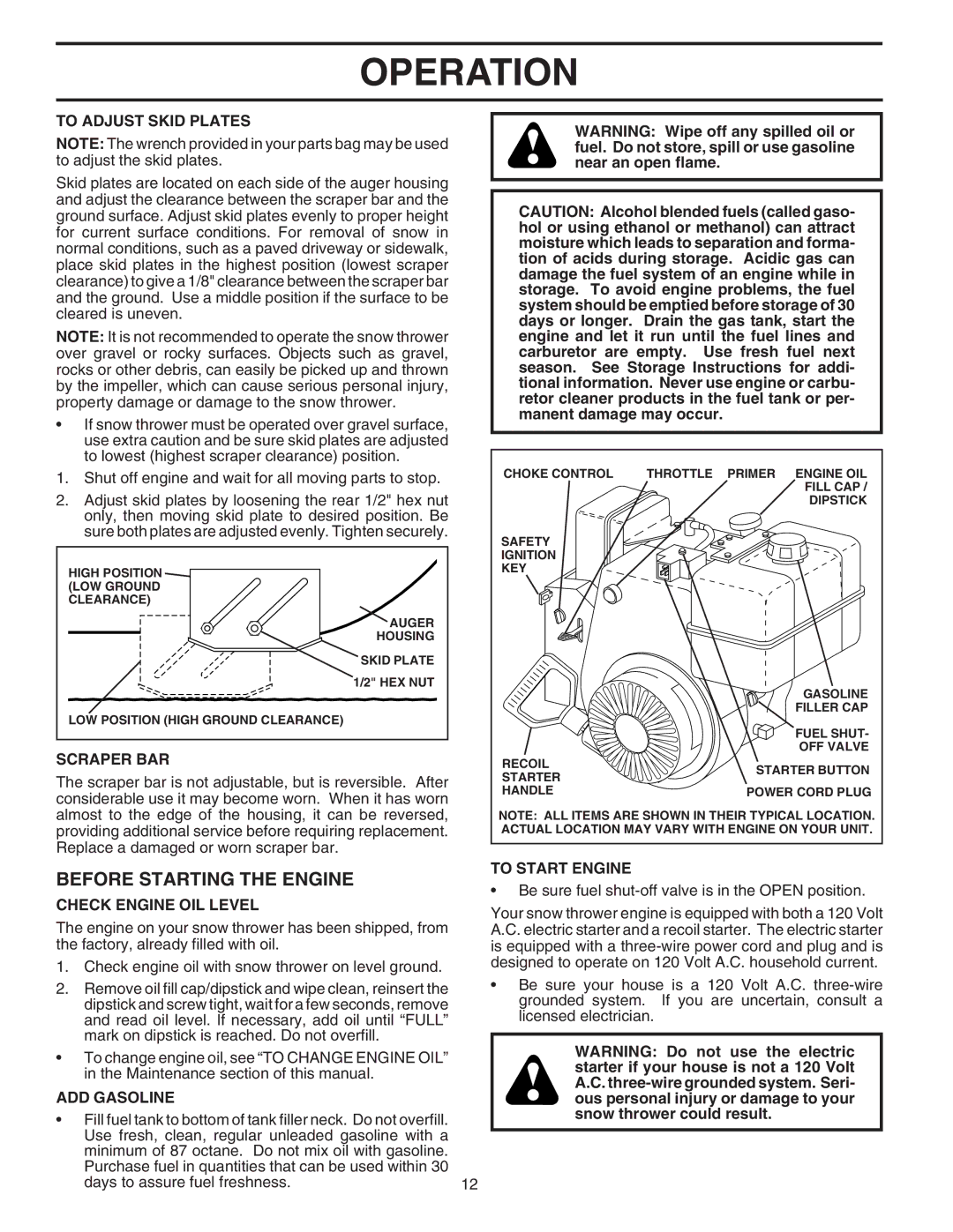 Husqvarna 8024ST owner manual Before Starting the Engine 