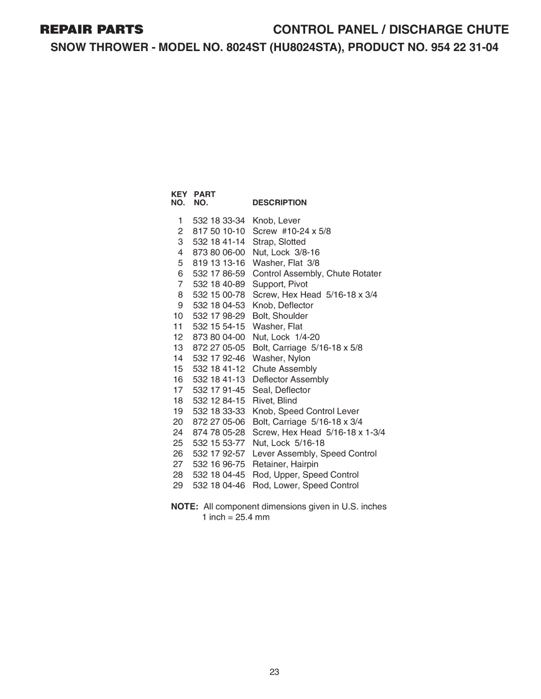 Husqvarna 8024ST owner manual Repairparts 