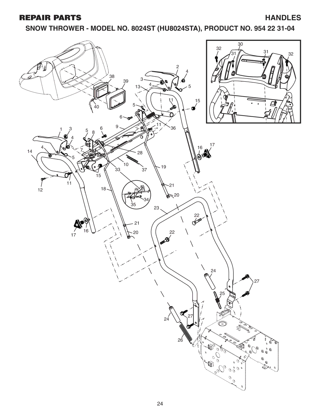 Husqvarna 8024ST owner manual Repairparts 