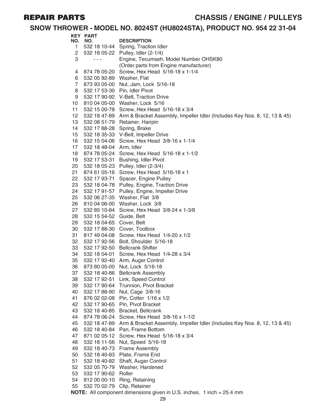 Husqvarna 8024ST owner manual Repairparts 