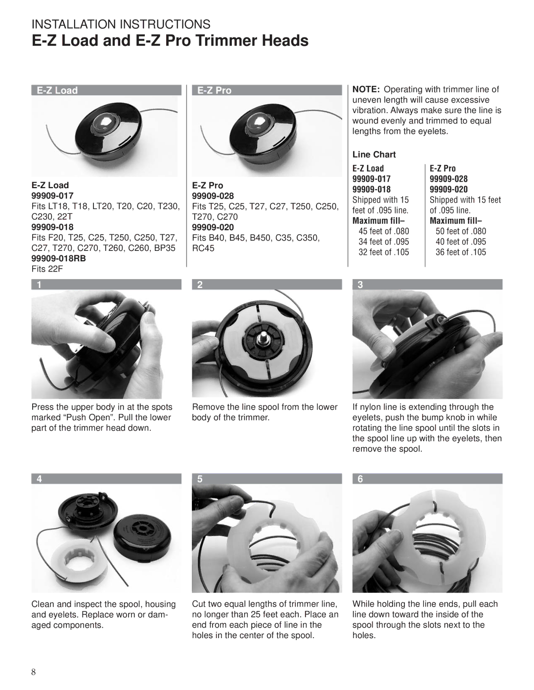 Husqvarna 80792 manual Load and E-Z Pro Trimmer Heads 