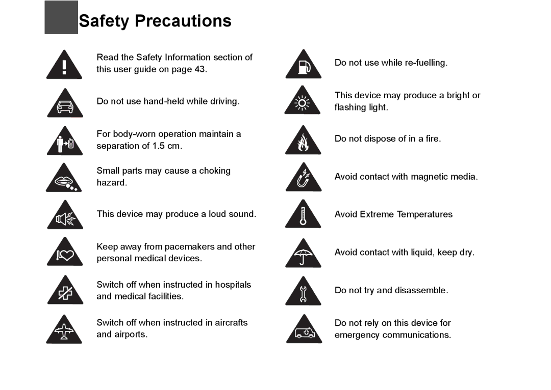 Husqvarna 830 manual Safety Precautions 