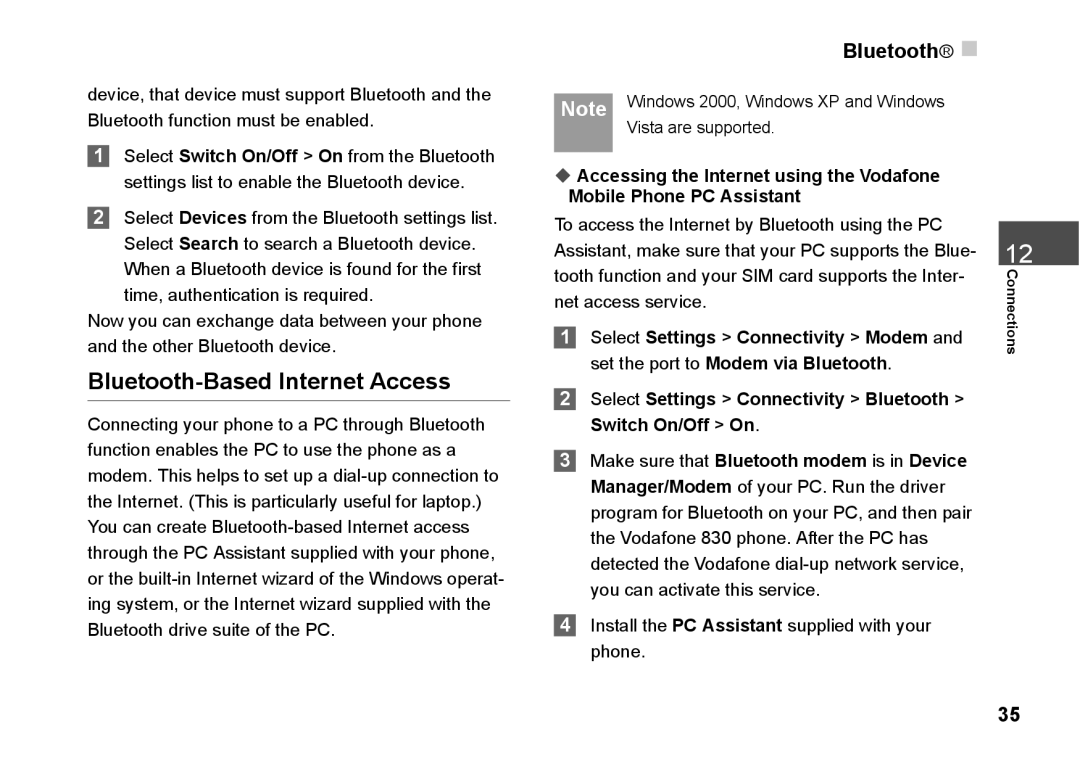 Husqvarna 830 manual Bluetooth-Based Internet Access 