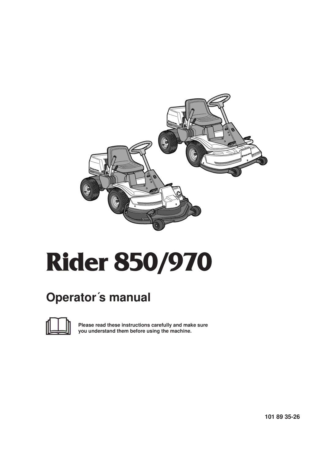 Husqvarna manual Rider 850/970, 101 89 