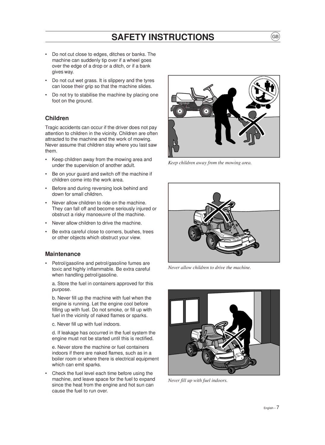 Husqvarna 970, 850 manual Children, Maintenance 