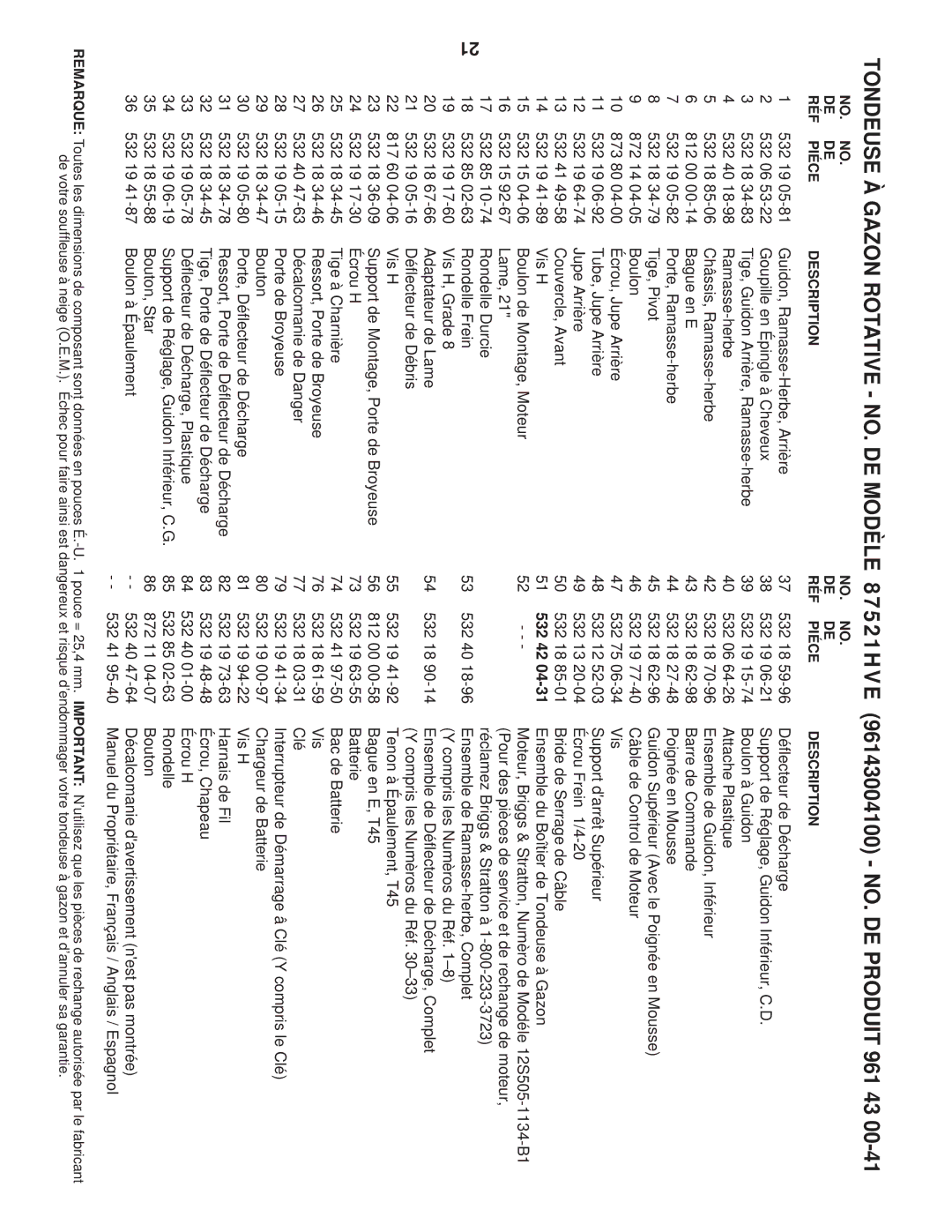 Husqvarna 87521HVE owner manual Ensemble du Boîtier de Tondeuse à Gazon 