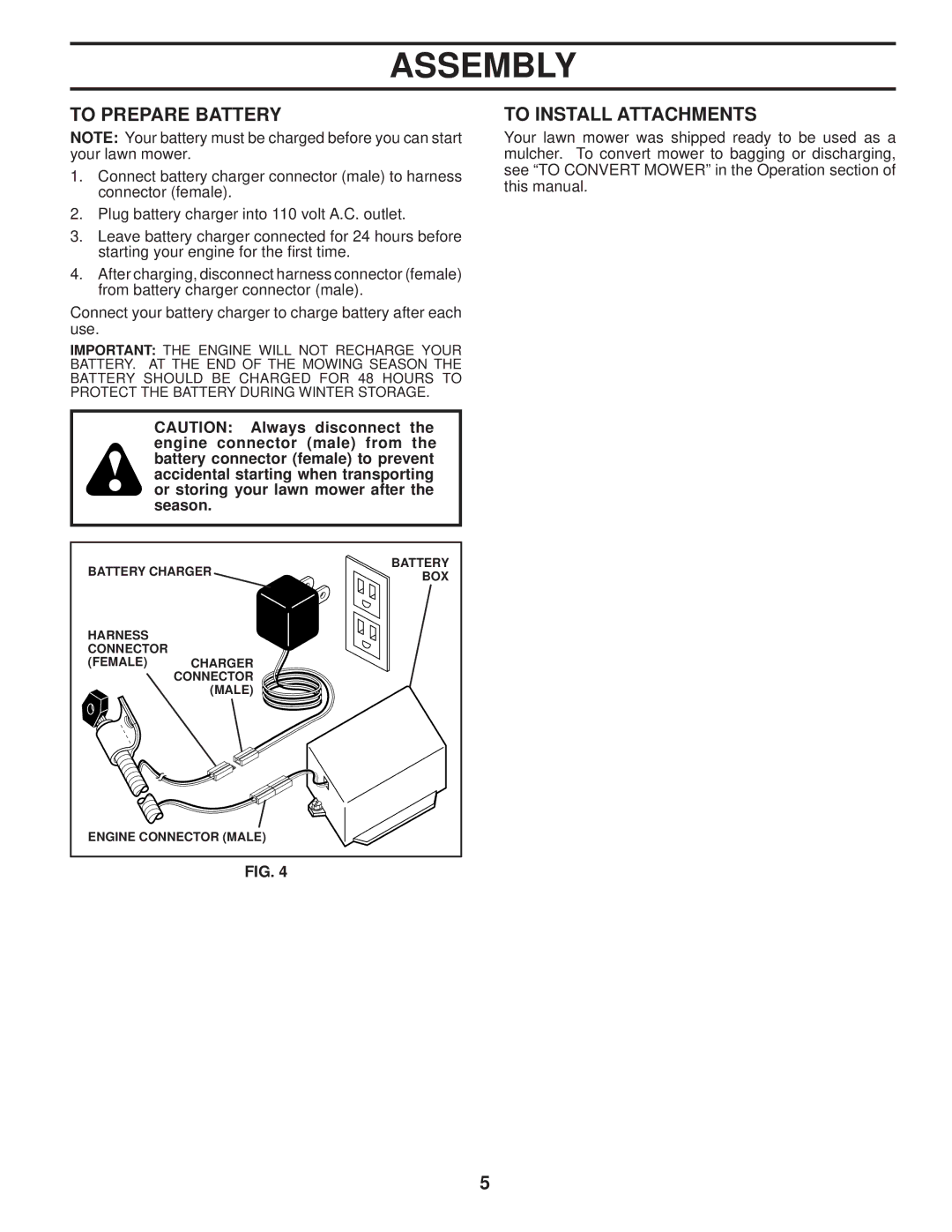 Husqvarna 87521HVE owner manual To Prepare Battery, To Install Attachments 