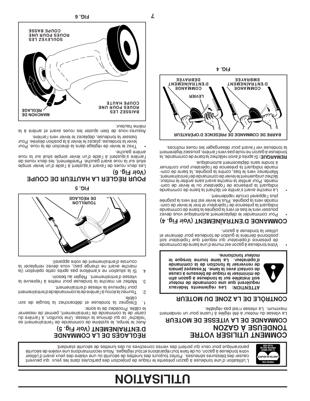 Husqvarna 87521HVE Gazon À Sedeuton, Votre Utiliser Comment, Fig Voir D’ENTRAÎNEMENT Commande LA DE Réglages 