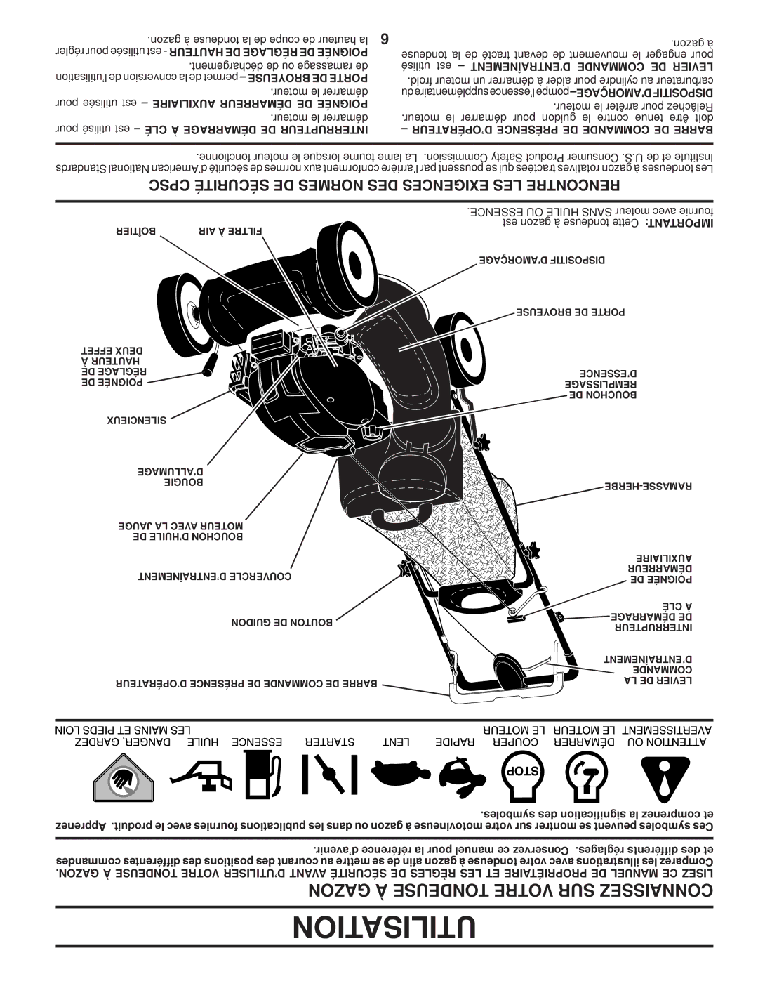 Husqvarna 87521HVE owner manual Gazon À Tondeuse Votre SUR Connaissez, Cpsc Sécurité DE Normes DES Exigences LES Rencontre 