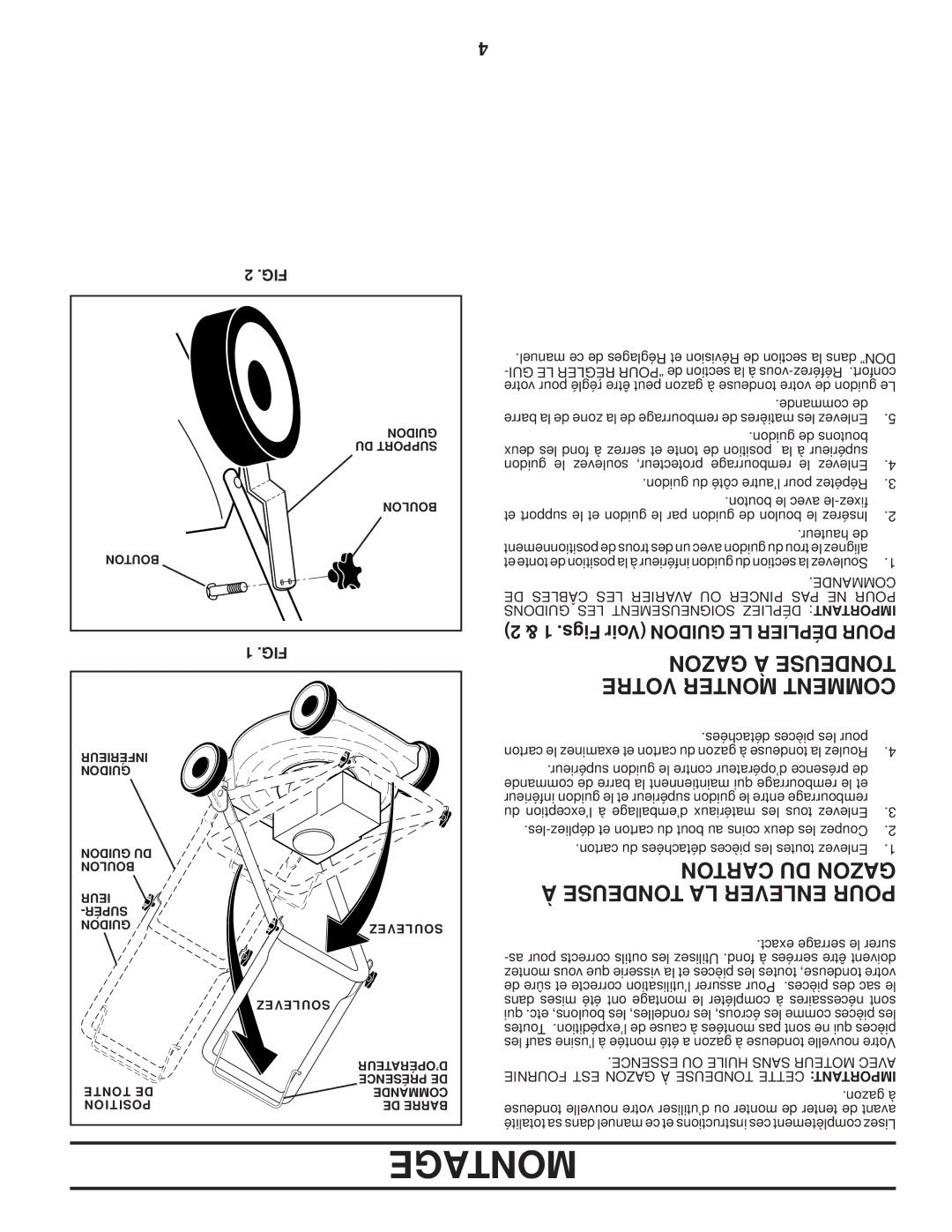 Husqvarna 87521HVE owner manual Zonga À Sedeuton, Votre Monter Comment, Carton DU Gazon, Tondeuse LA Enlever Pour 