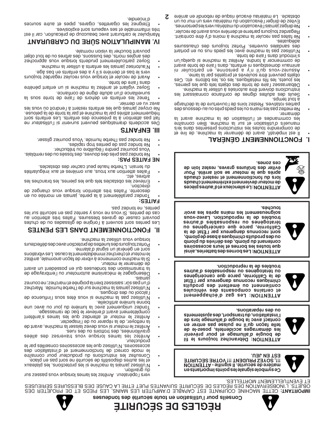 Husqvarna 87521HVE Carburant DU Sûre Manipulation, Enfants, Général Fonctionnement, Tespen LES Dans Fonctionnement 