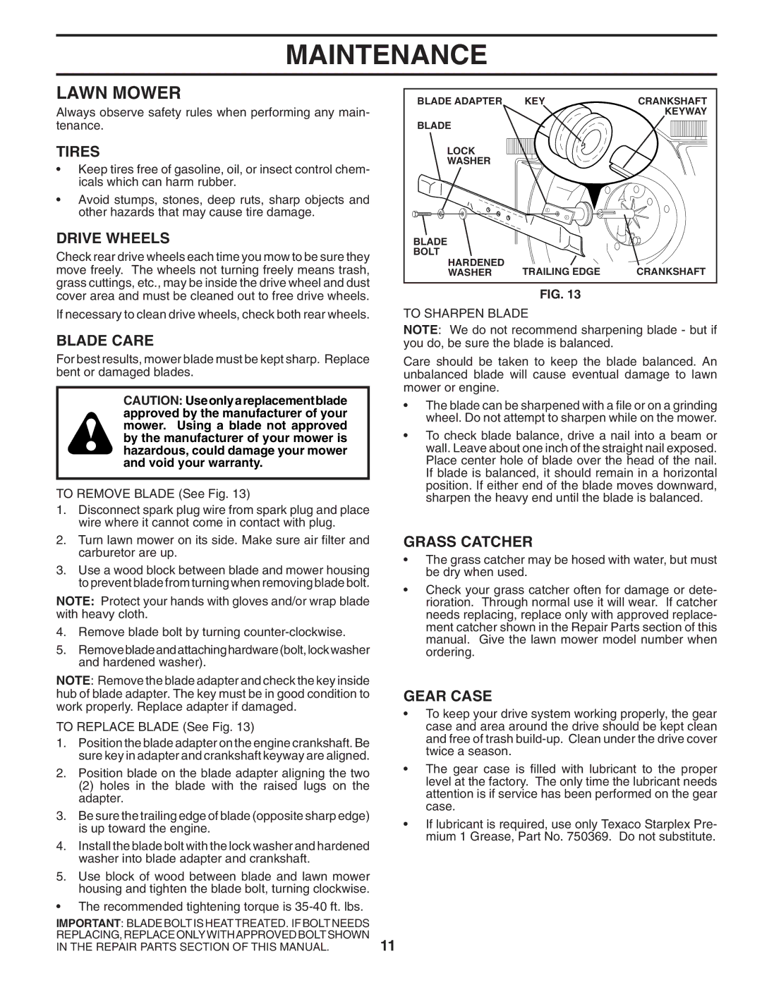 Husqvarna 87521RSX owner manual Lawn Mower 