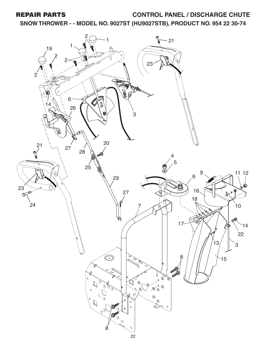 Husqvarna 9027ST owner manual Control Panel / Discharge Chute 