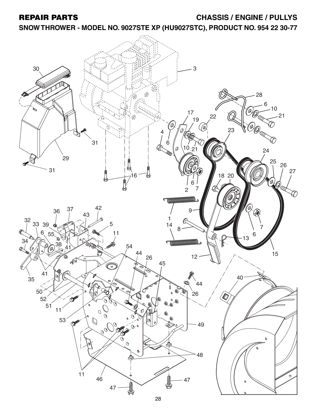 Husqvarna 9027STE owner manual Chassis / Engine / Pullys 