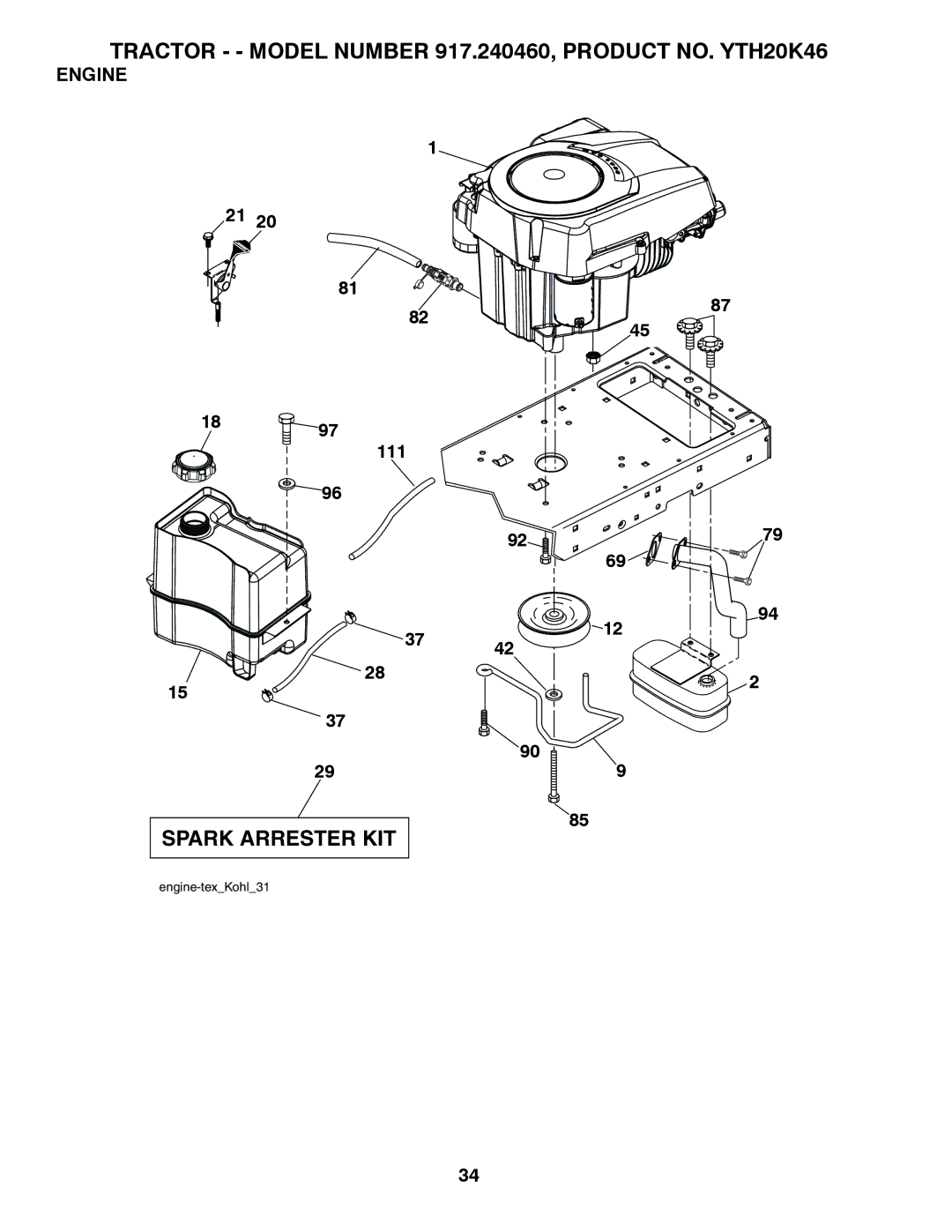 Husqvarna 917.24046 owner manual Engine 