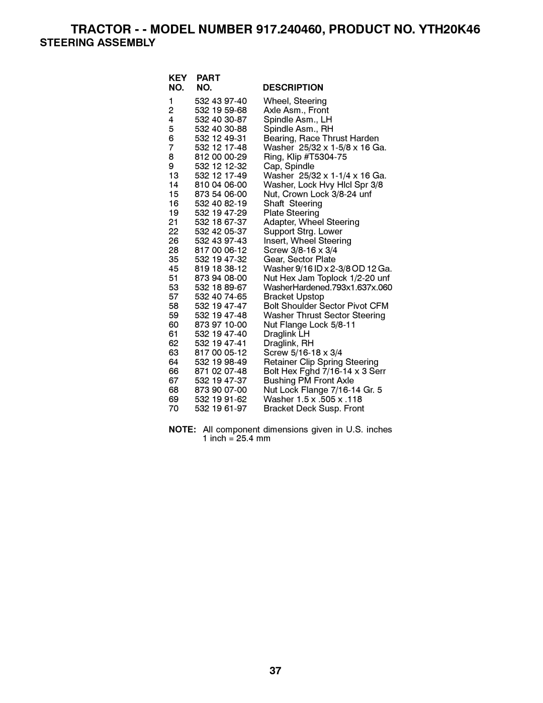 Husqvarna 917.24046 owner manual 873 94 Nut Hex Jam Toplock 1/2-20 unf 532 18 