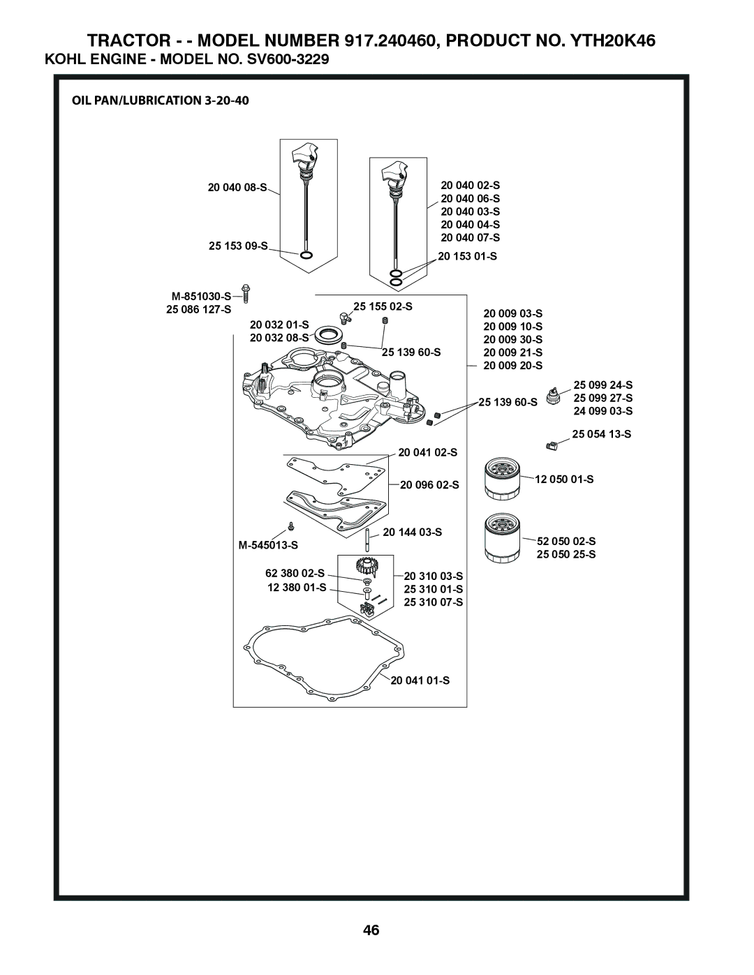 Husqvarna 917.24046 owner manual Oil Pan/Lubrication 