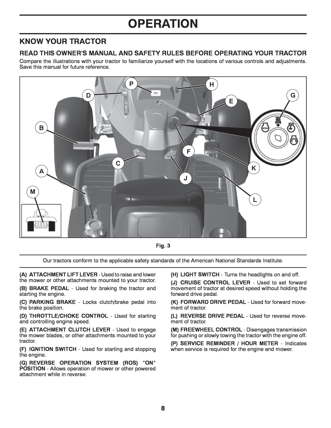 Husqvarna 917.24046 owner manual Know Your Tractor, Operation 