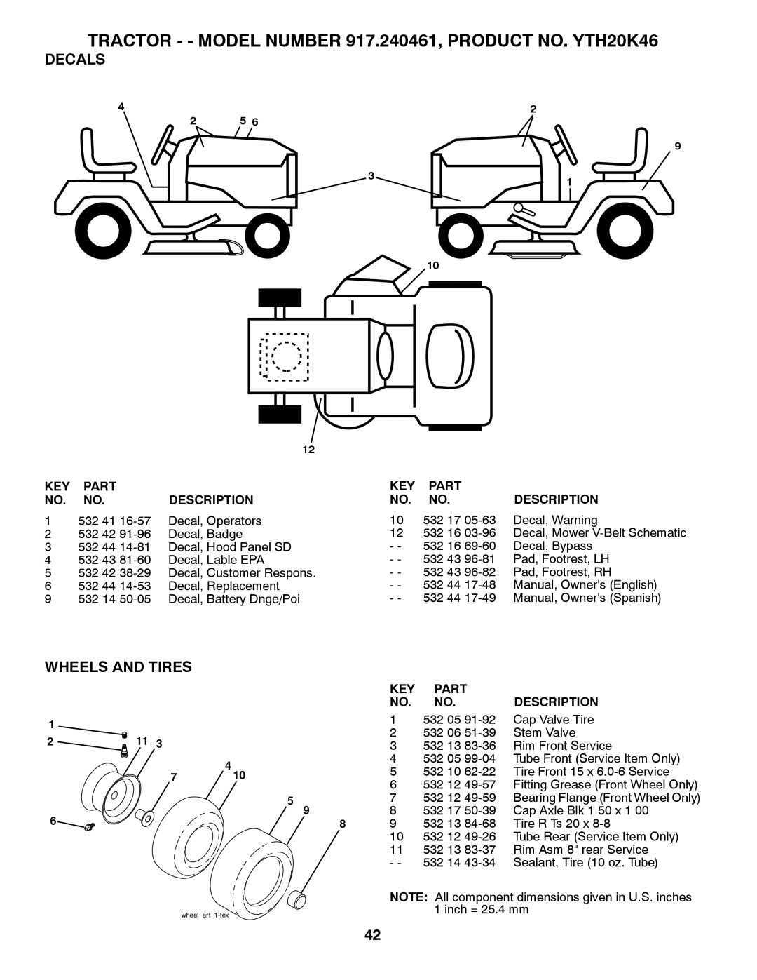 Husqvarna 917.240461 warranty Decals, Wheels and Tires 