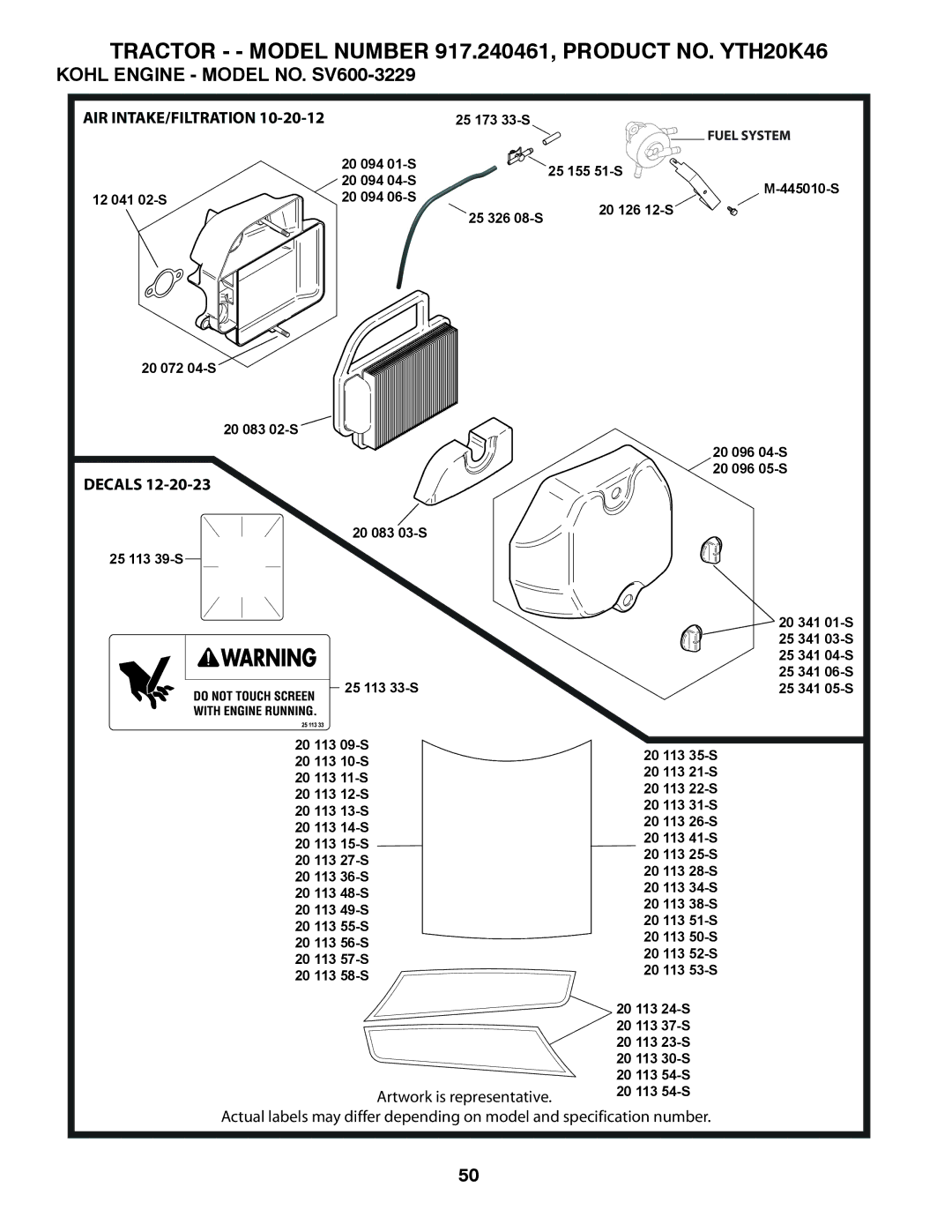 Husqvarna 917.240461 warranty Air Intake/Filtration 