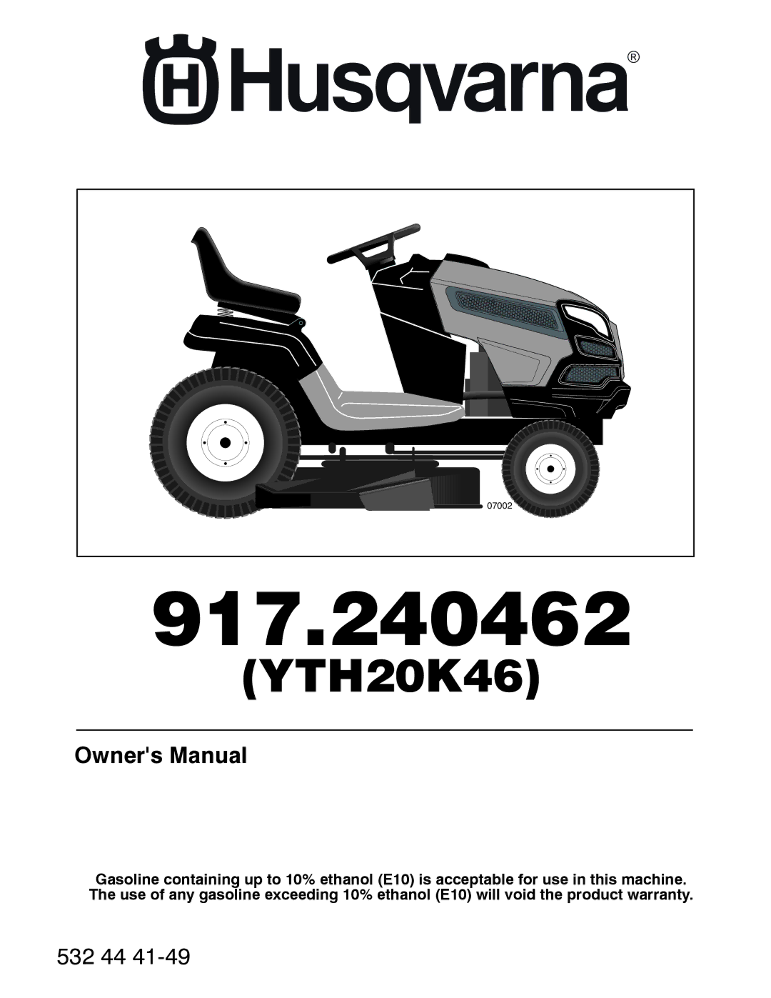 Husqvarna 917.240462 warranty 