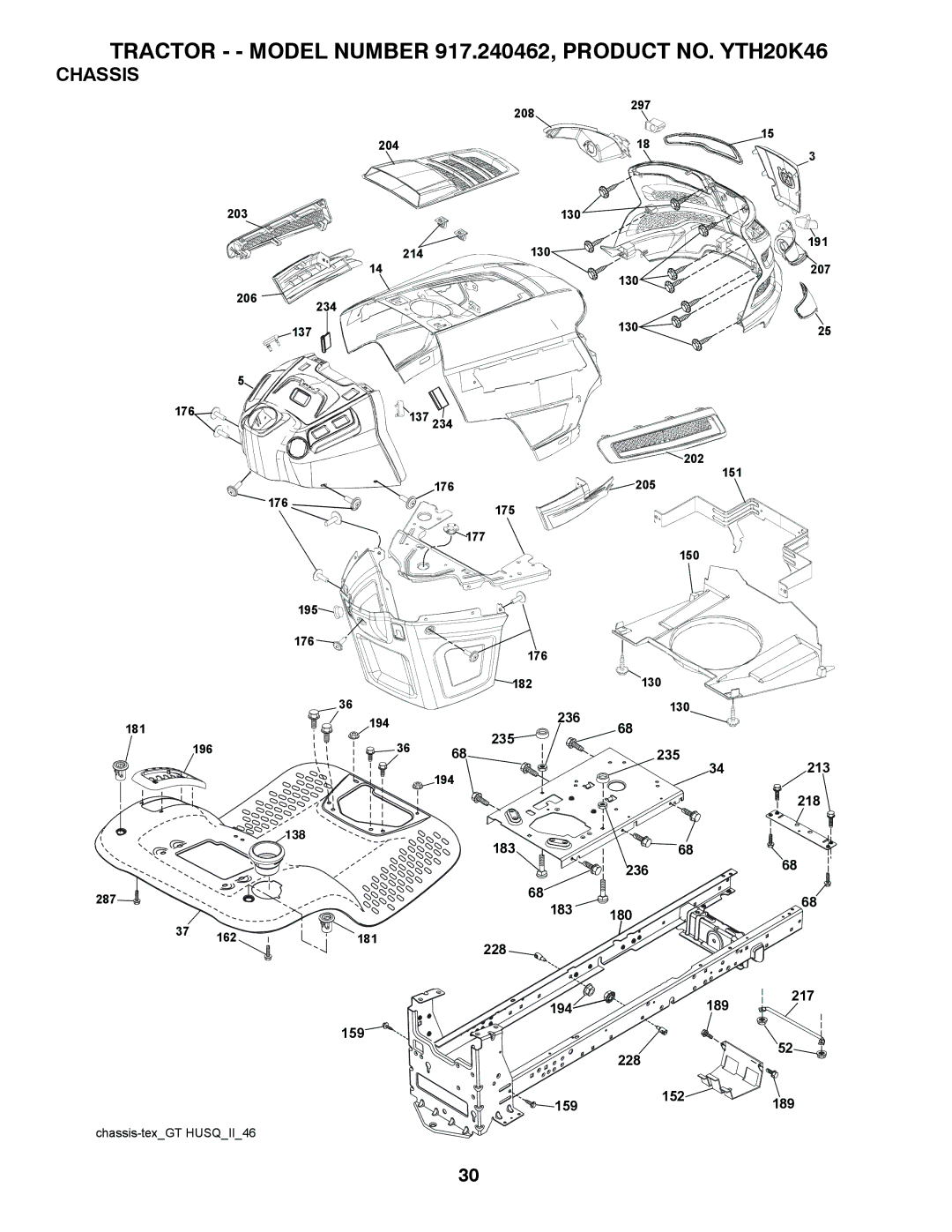 Husqvarna 917.240462 warranty Chassis 