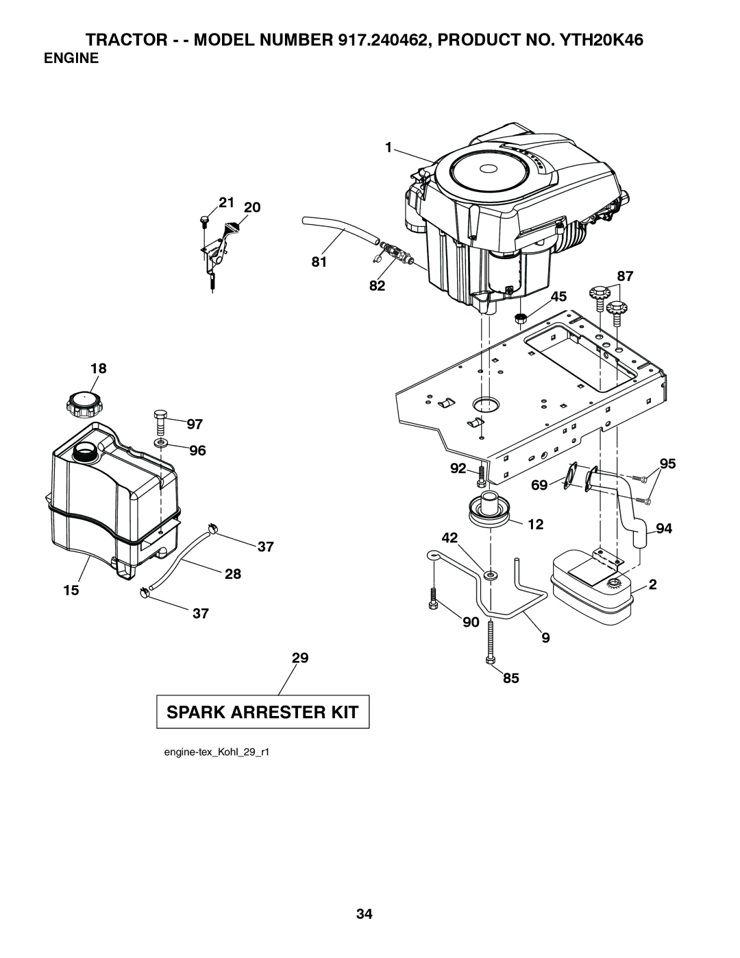 Husqvarna 917.240462 warranty Spark Arrester KIT, Engine 