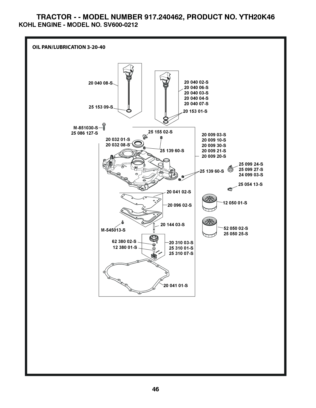 Husqvarna 917.240462 warranty Oil Pan/Lubrication 