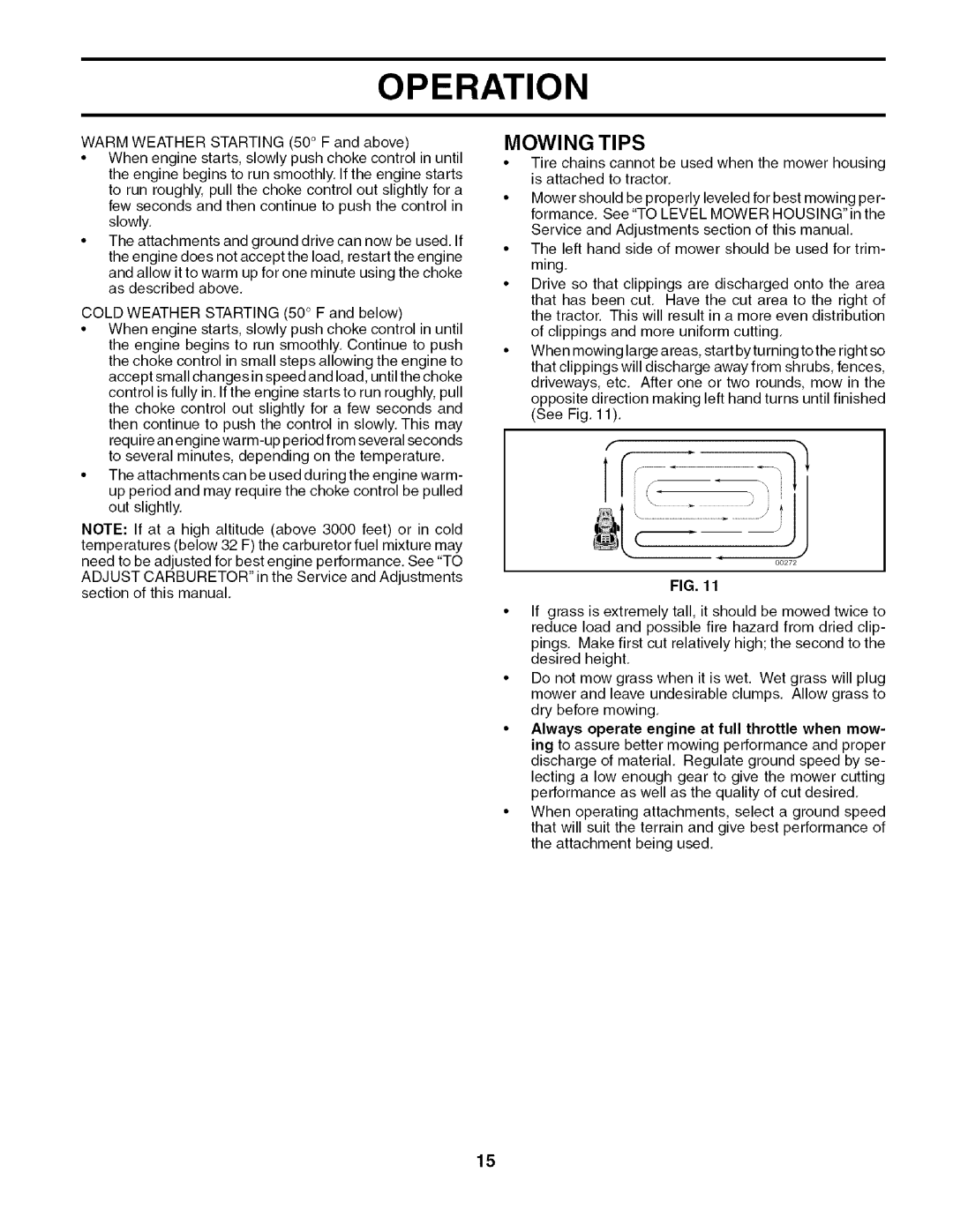 Husqvarna 917.27909 owner manual Mowing Tips 