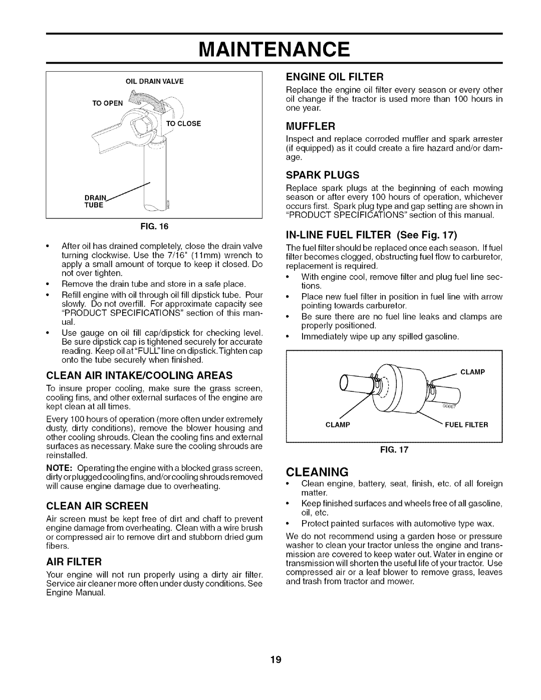 Husqvarna 917.27909 owner manual Cleaning 