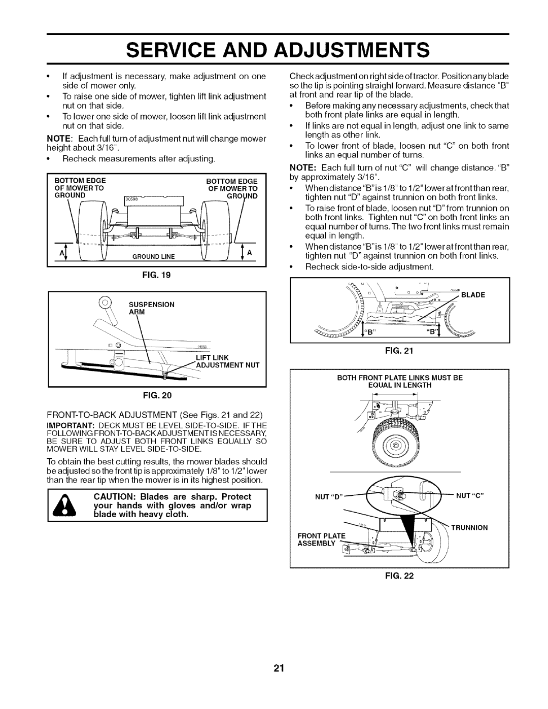 Husqvarna 917.27909 owner manual Service, Adjustments 