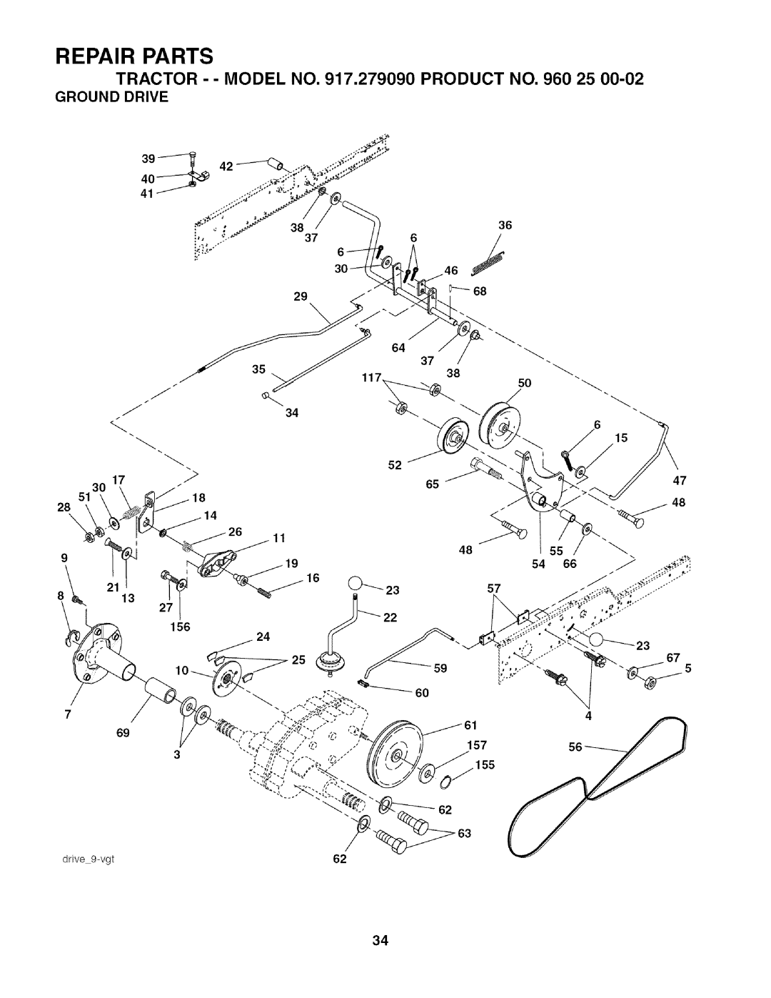 Husqvarna 917.27909 owner manual Ground Drive 