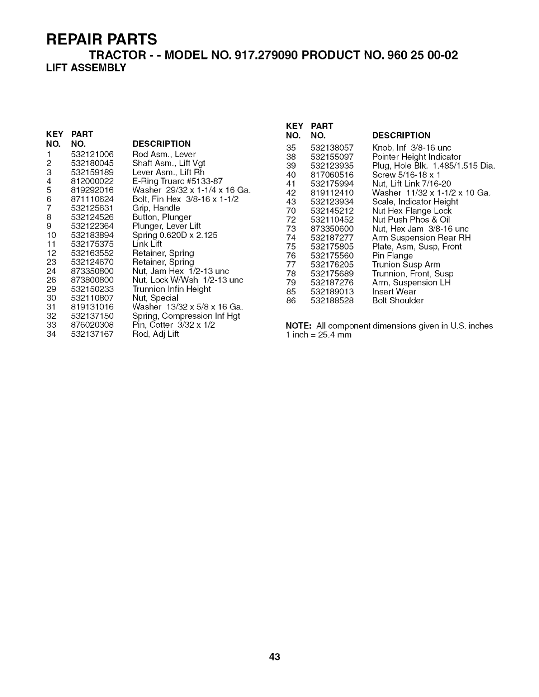 Husqvarna 917.27909 owner manual 11/32 x 1-1/2 x 10 Ga 