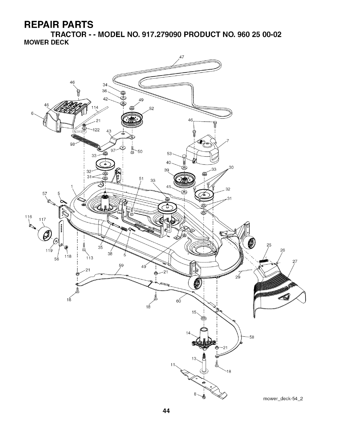 Husqvarna 917.27909 owner manual Mower Deck 