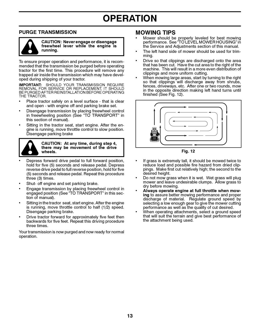 Husqvarna 532 43 38-61, 917.289570 owner manual Mowing Tips, Purge Transmission 