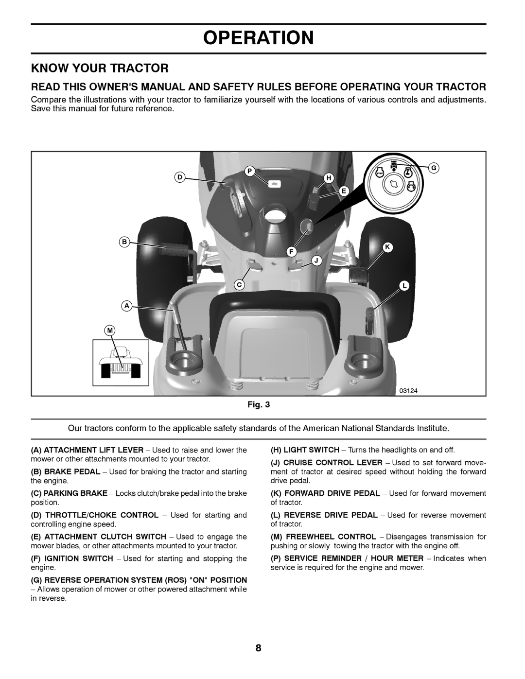 Husqvarna 917.289570, 532 43 38-61 owner manual Know Your Tractor, Reverse Operation System ROS on Position 