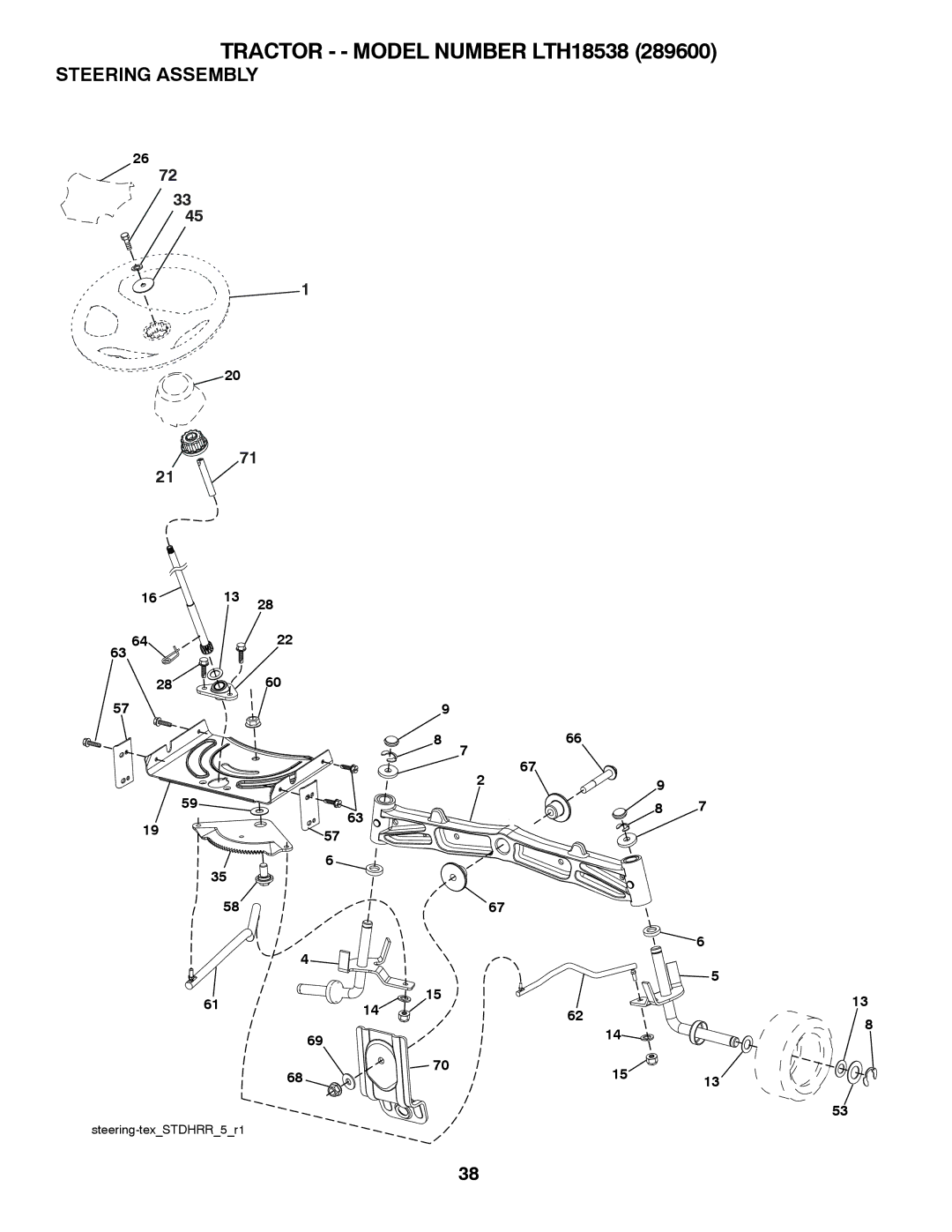 Husqvarna 917.2896 owner manual Steering Assembly 